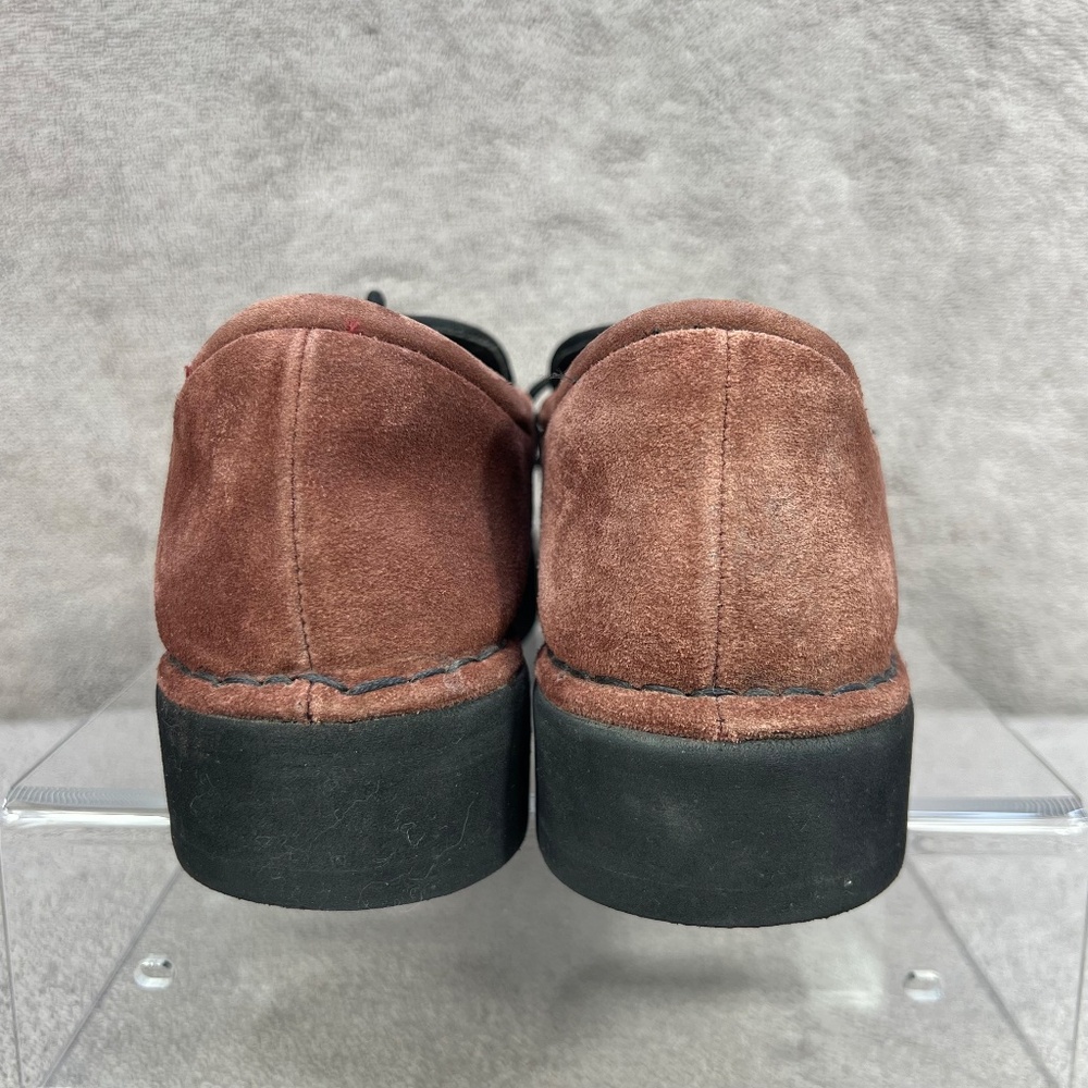 Vintage DKNY Suede Leather Platform Loafers 8.5 Rust Red Y2K 90s Vamp Goth Bows - Picture 8 of 12